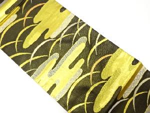 ヱ霞に芝草模様織り出し　リバーシブル全通袋帯